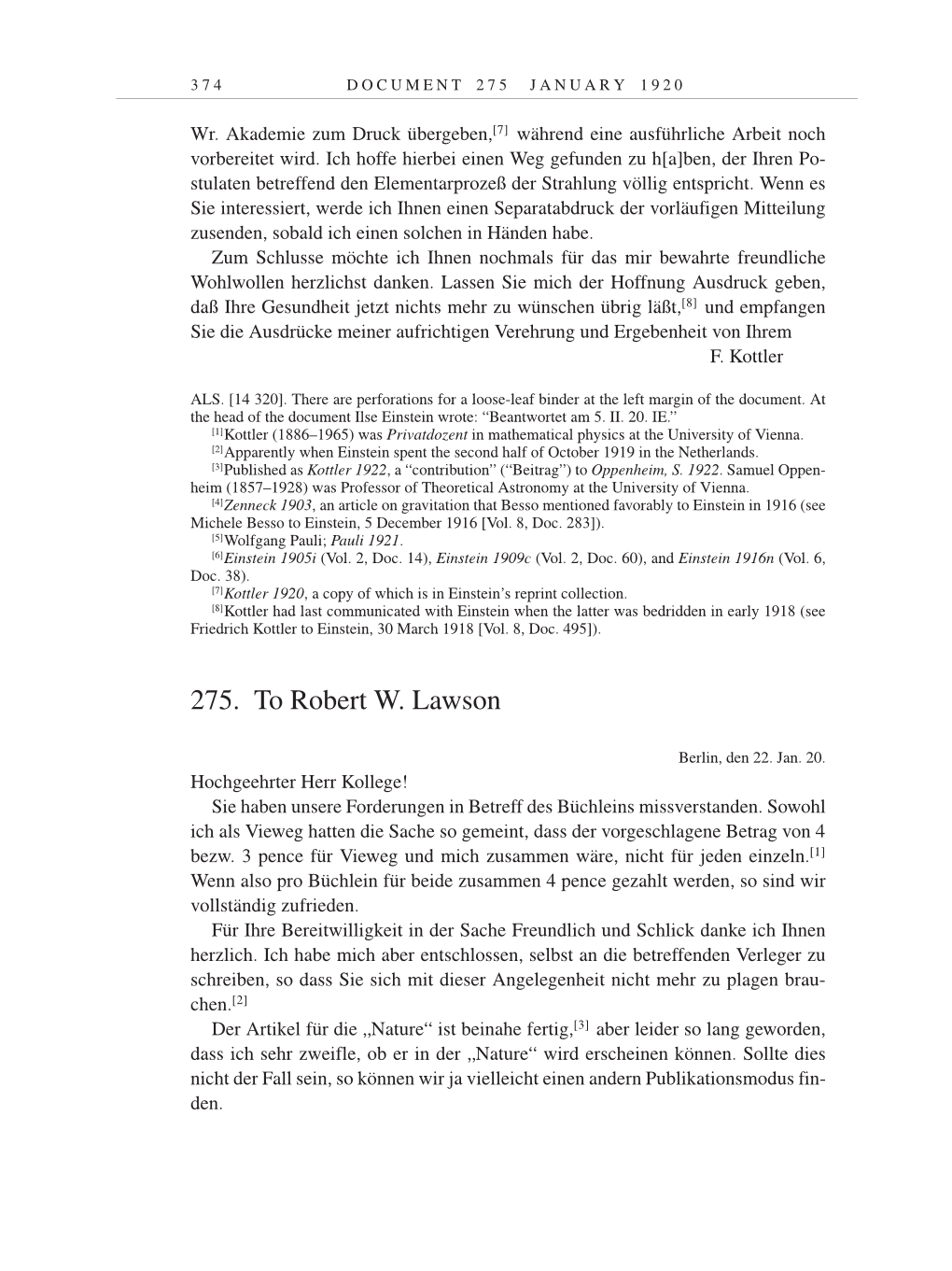 Volume 9: The Berlin Years: Correspondence January 1919-April 1920 page 374