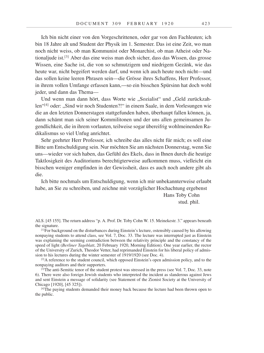 Volume 9: The Berlin Years: Correspondence January 1919-April 1920 page 423