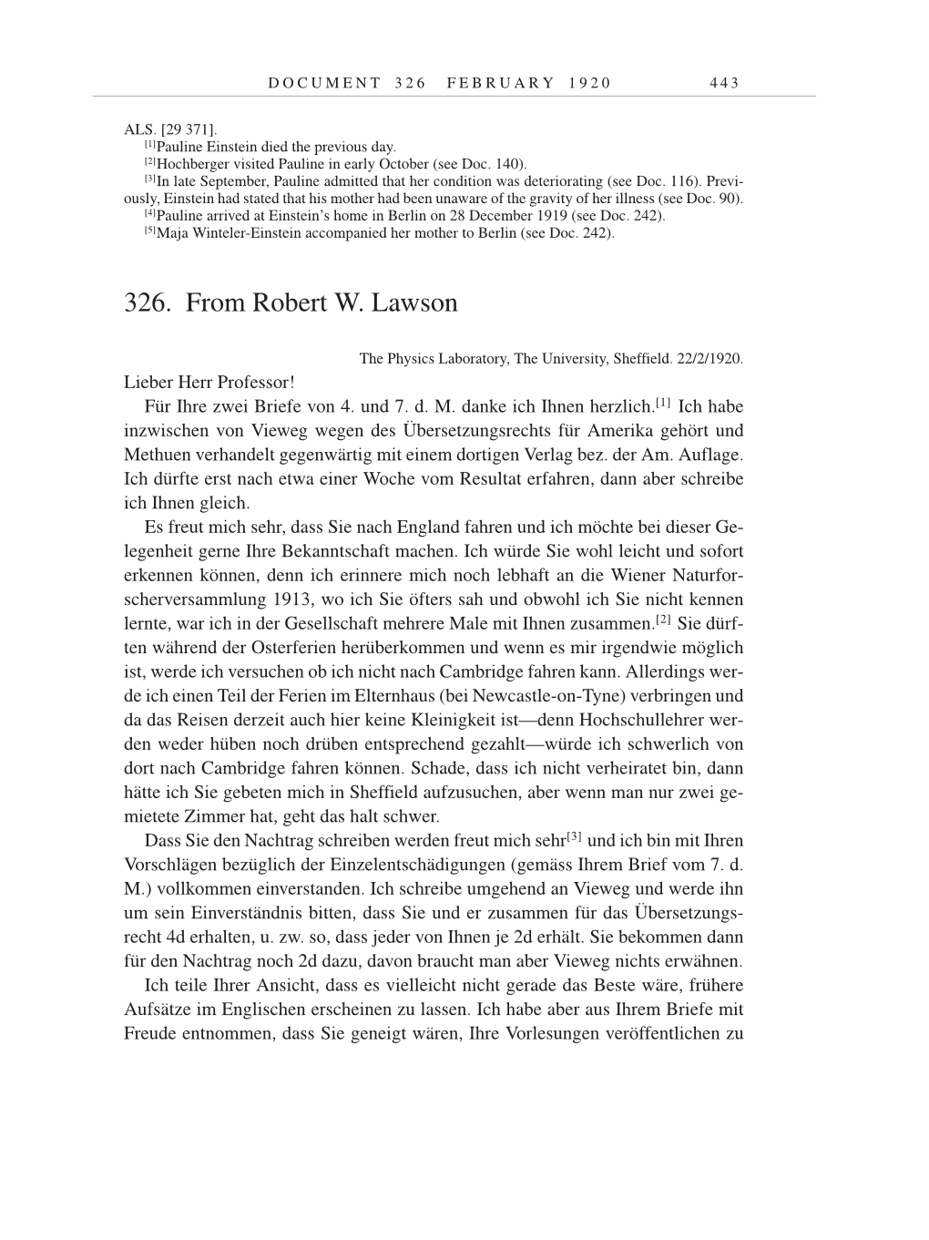 Volume 9: The Berlin Years: Correspondence January 1919-April 1920 page 443