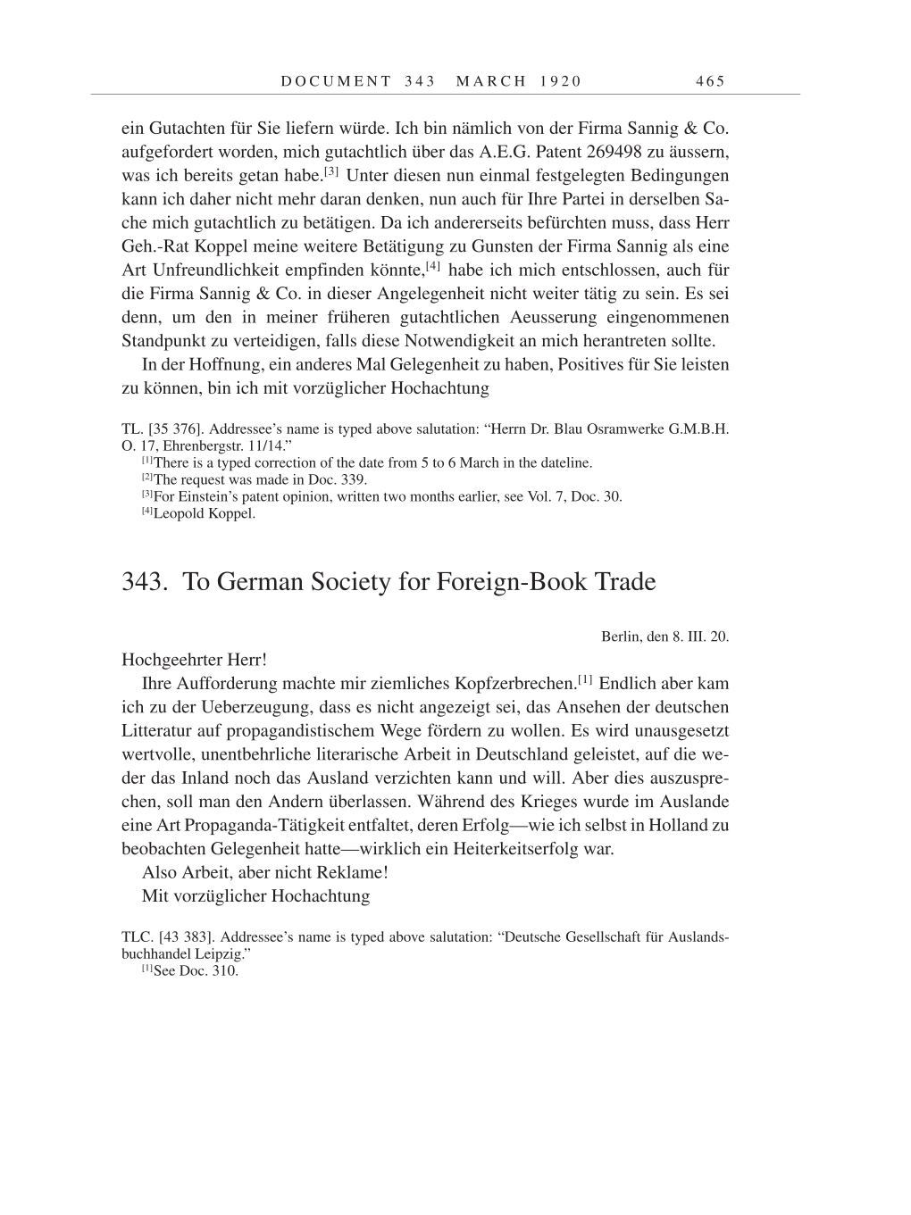 Volume 9: The Berlin Years: Correspondence January 1919-April 1920 page 465