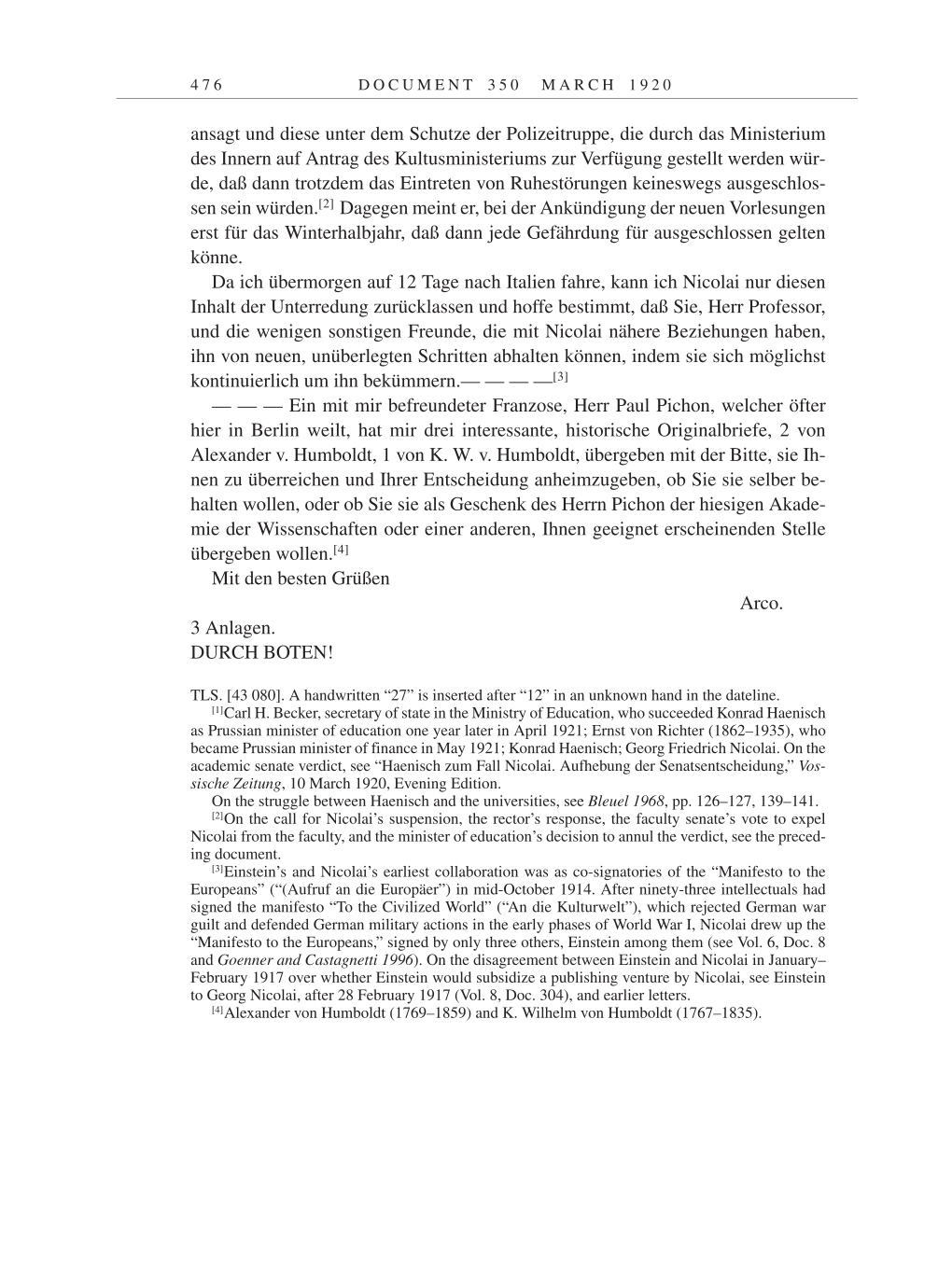 Volume 9: The Berlin Years: Correspondence January 1919-April 1920 page 476