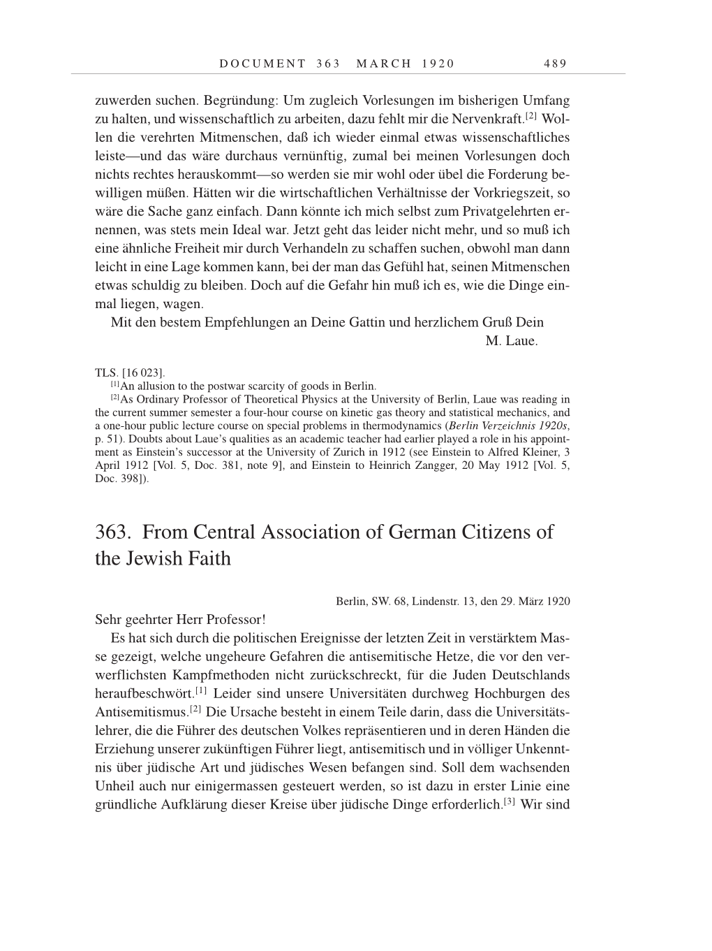 Volume 9: The Berlin Years: Correspondence January 1919-April 1920 page 489