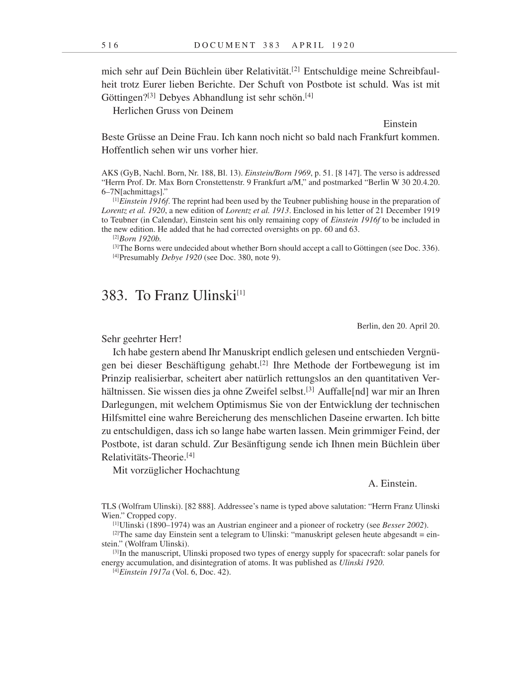 Volume 9: The Berlin Years: Correspondence January 1919-April 1920 page 516