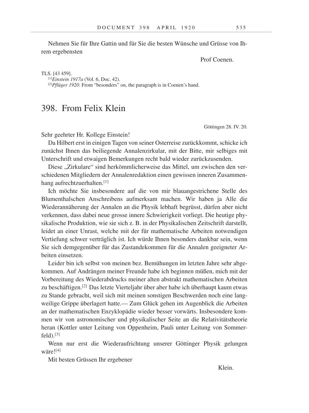 Volume 9: The Berlin Years: Correspondence January 1919-April 1920 page 535