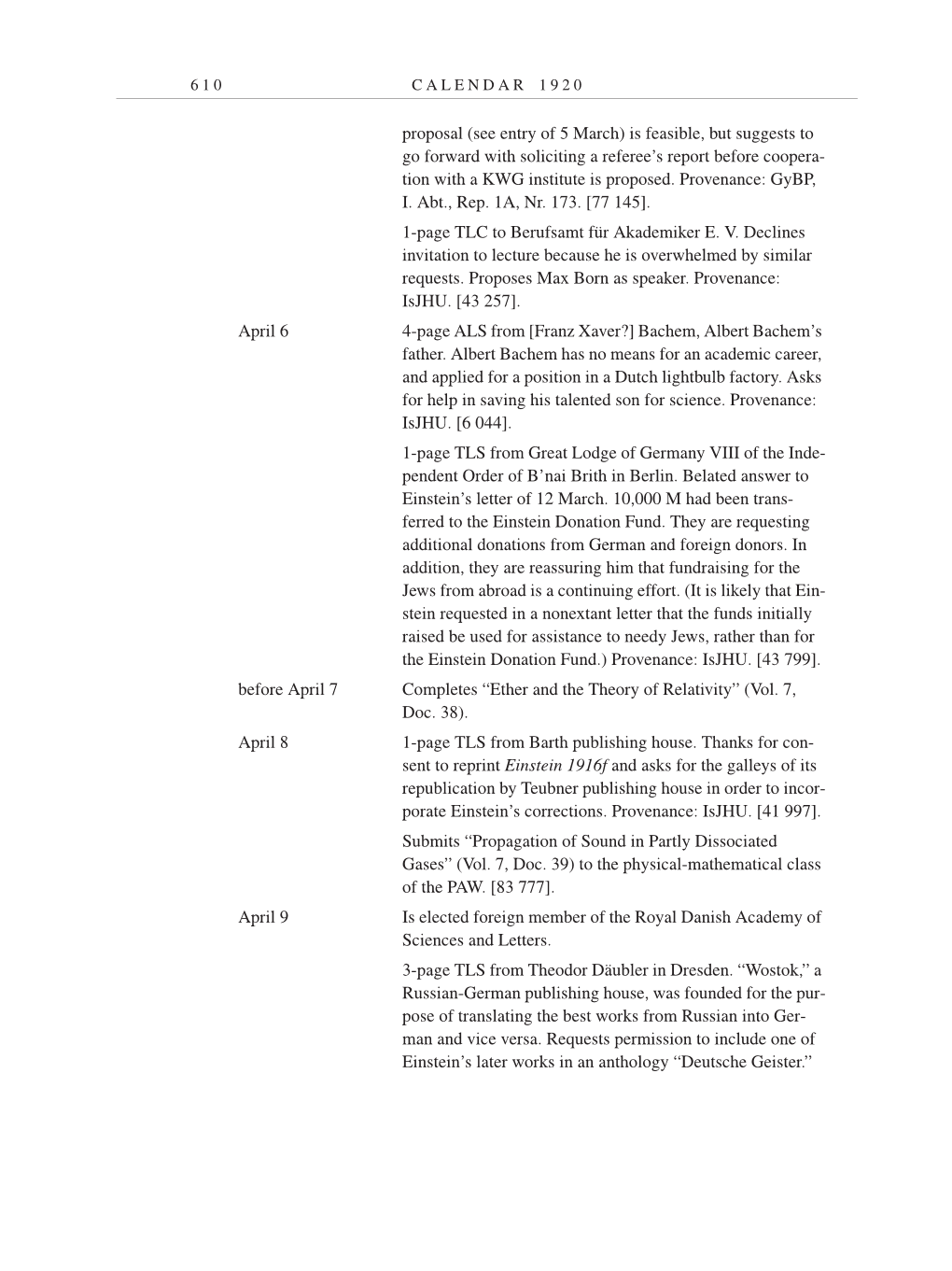 Volume 9: The Berlin Years: Correspondence January 1919-April 1920 page 610