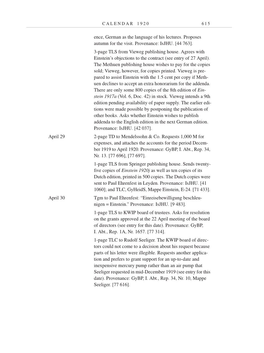 Volume 9: The Berlin Years: Correspondence January 1919-April 1920 page 615