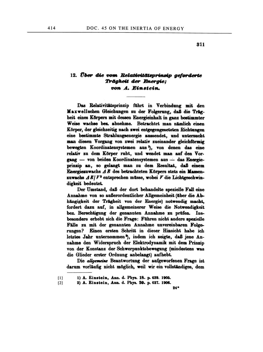 Volume 2: The Swiss Years: Writings, 1900-1909 page 414