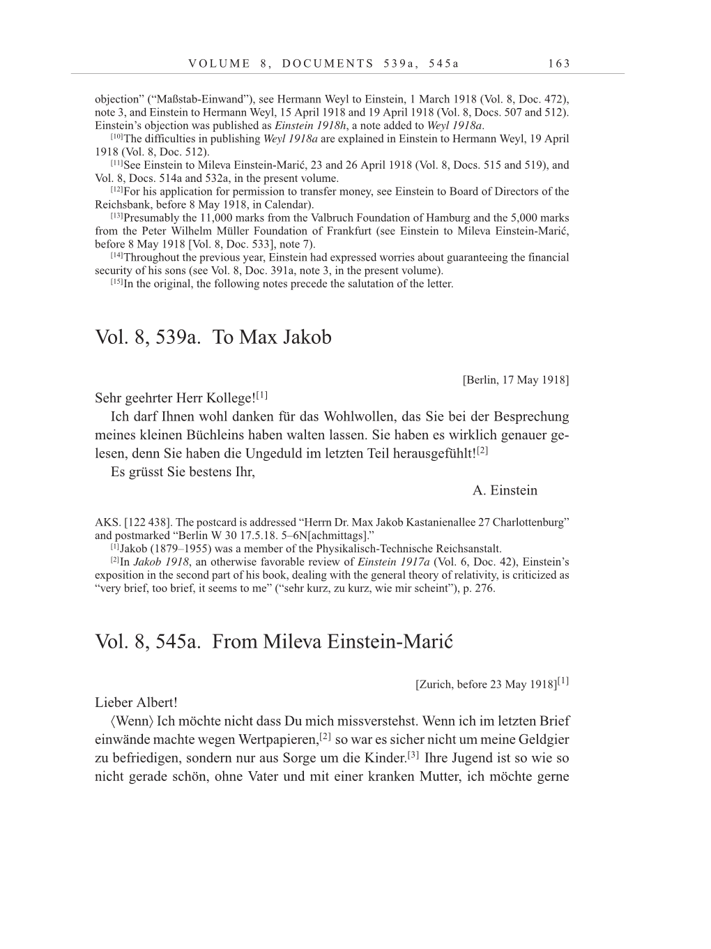 Volume 10: The Berlin Years: Correspondence May-December 1920 / Supplementary Correspondence 1909-1920 page 163