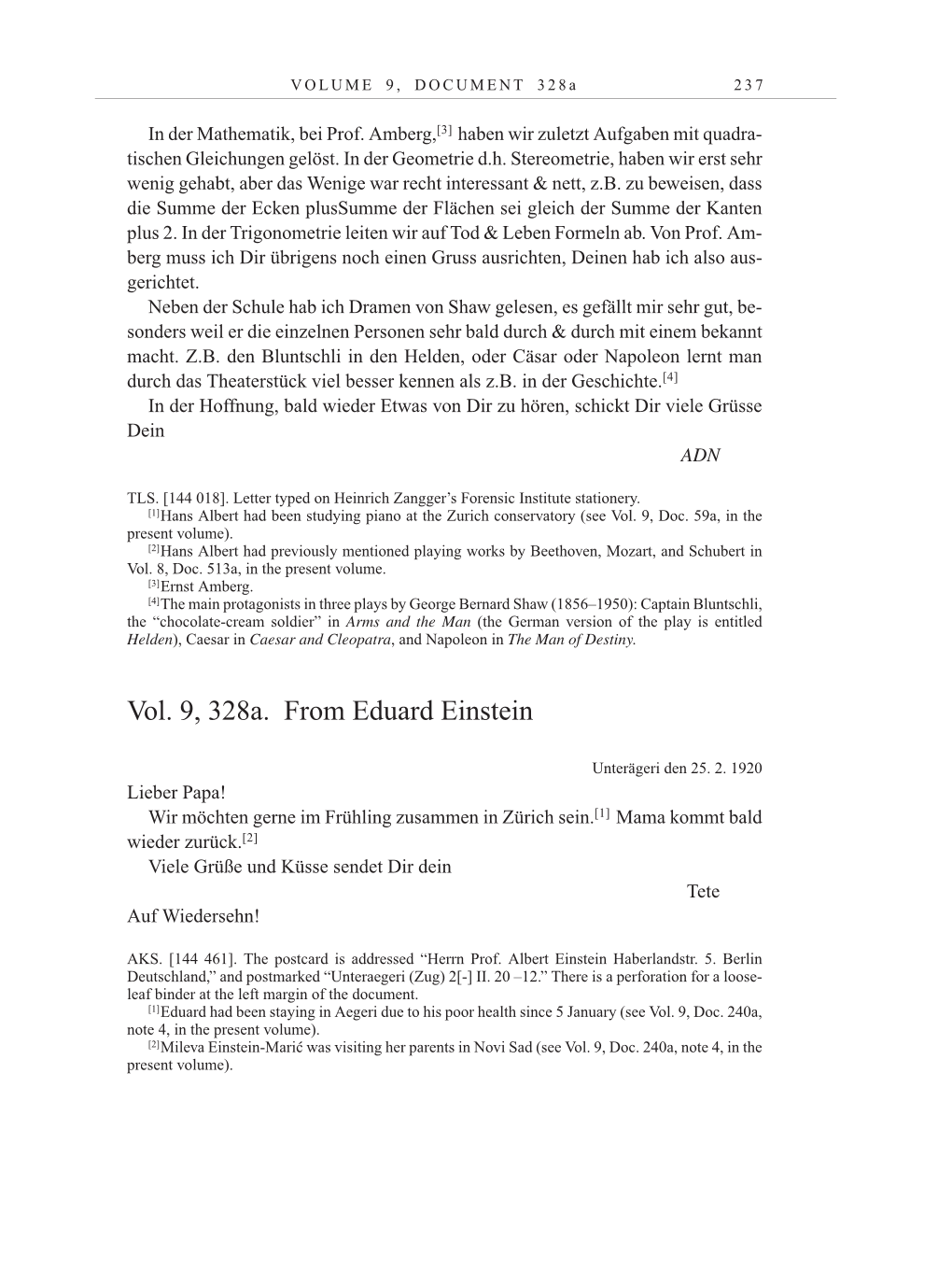 Volume 10: The Berlin Years: Correspondence May-December 1920 / Supplementary Correspondence 1909-1920 page 237