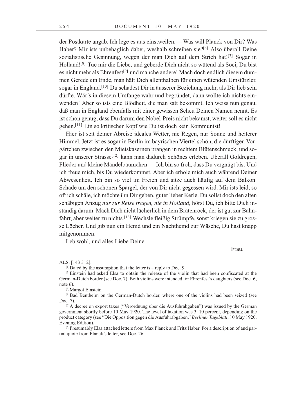 Volume 10: The Berlin Years: Correspondence May-December 1920 / Supplementary Correspondence 1909-1920 page 254