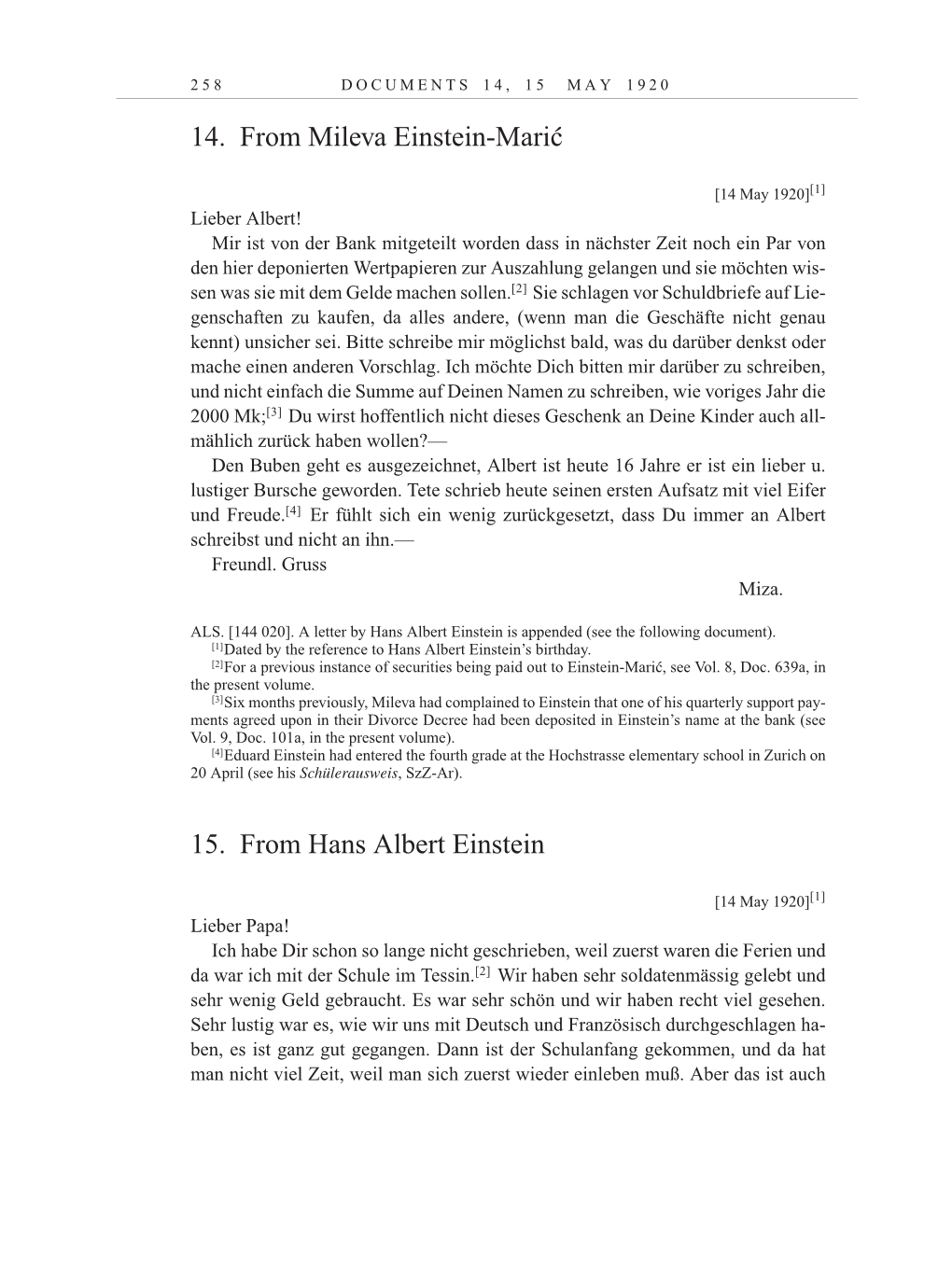 Volume 10: The Berlin Years: Correspondence May-December 1920 / Supplementary Correspondence 1909-1920 page 258