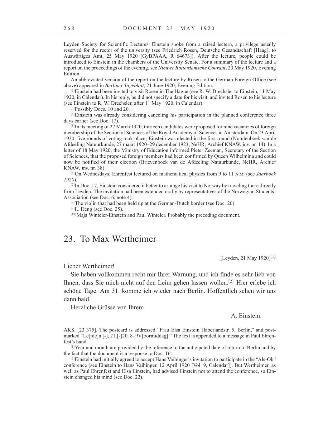 Volume 10: The Berlin Years: Correspondence May-December 1920 / Supplementary Correspondence 1909-1920 page 268