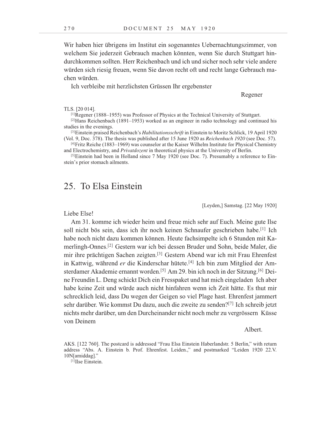 Volume 10: The Berlin Years: Correspondence May-December 1920 / Supplementary Correspondence 1909-1920 page 270