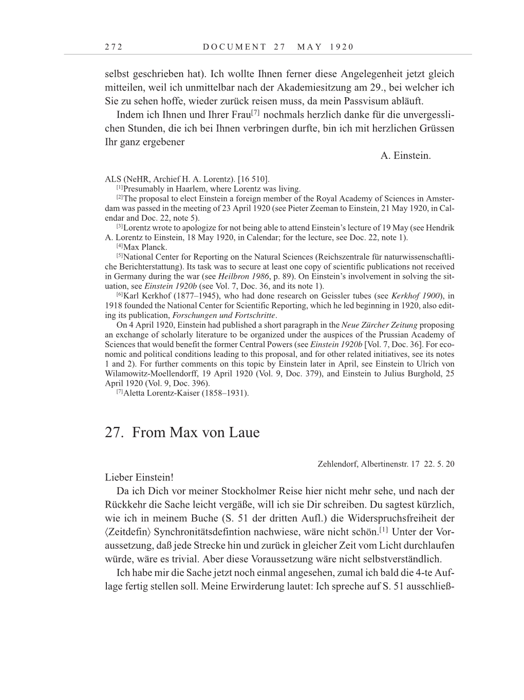 Volume 10: The Berlin Years: Correspondence May-December 1920 / Supplementary Correspondence 1909-1920 page 272