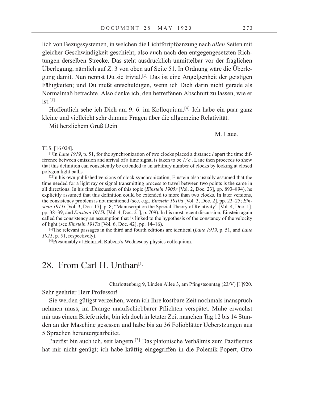 Volume 10: The Berlin Years: Correspondence May-December 1920 / Supplementary Correspondence 1909-1920 page 273