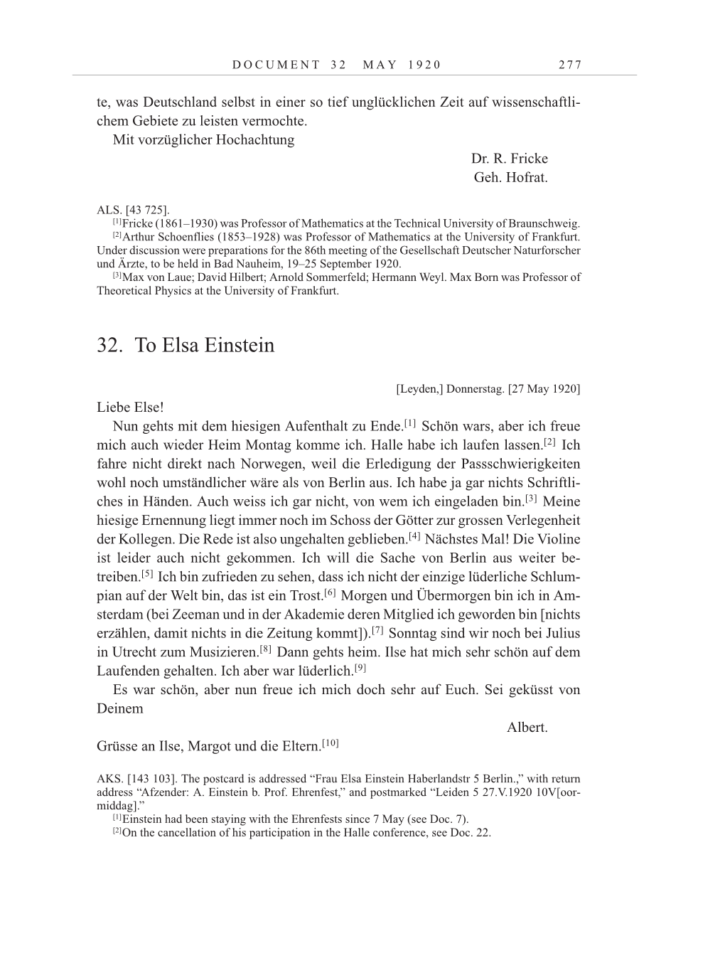 Volume 10: The Berlin Years: Correspondence May-December 1920 / Supplementary Correspondence 1909-1920 page 277