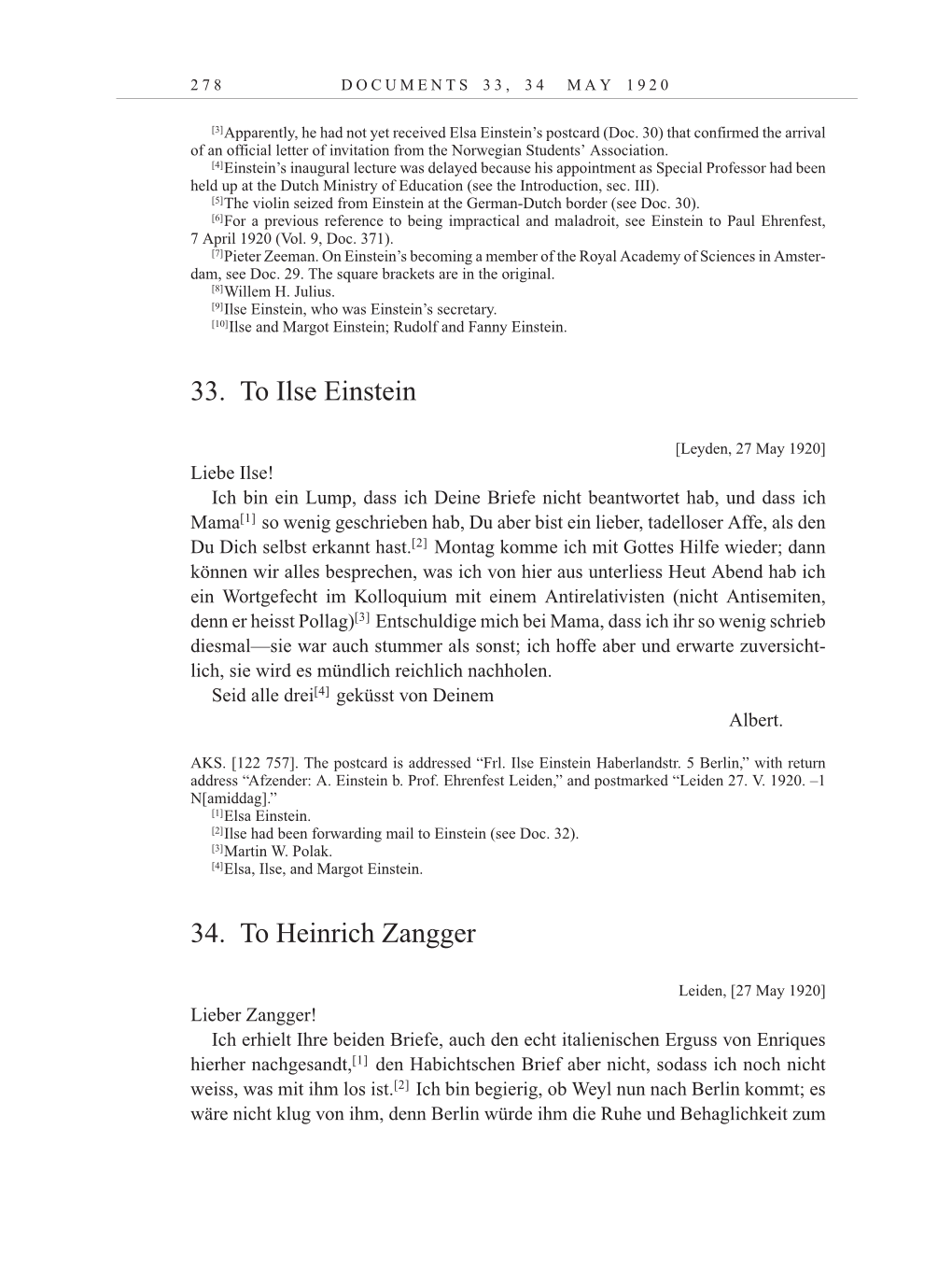 Volume 10: The Berlin Years: Correspondence May-December 1920 / Supplementary Correspondence 1909-1920 page 278