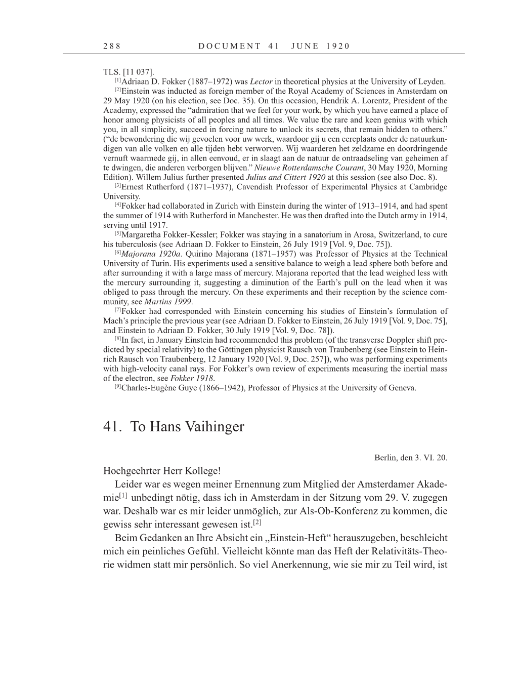 Volume 10: The Berlin Years: Correspondence May-December 1920 / Supplementary Correspondence 1909-1920 page 288