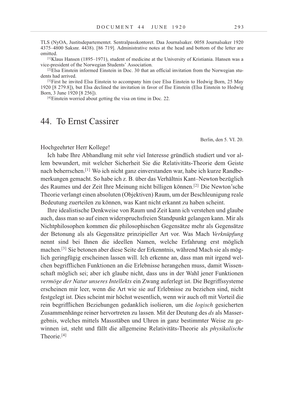 Volume 10: The Berlin Years: Correspondence May-December 1920 / Supplementary Correspondence 1909-1920 page 293