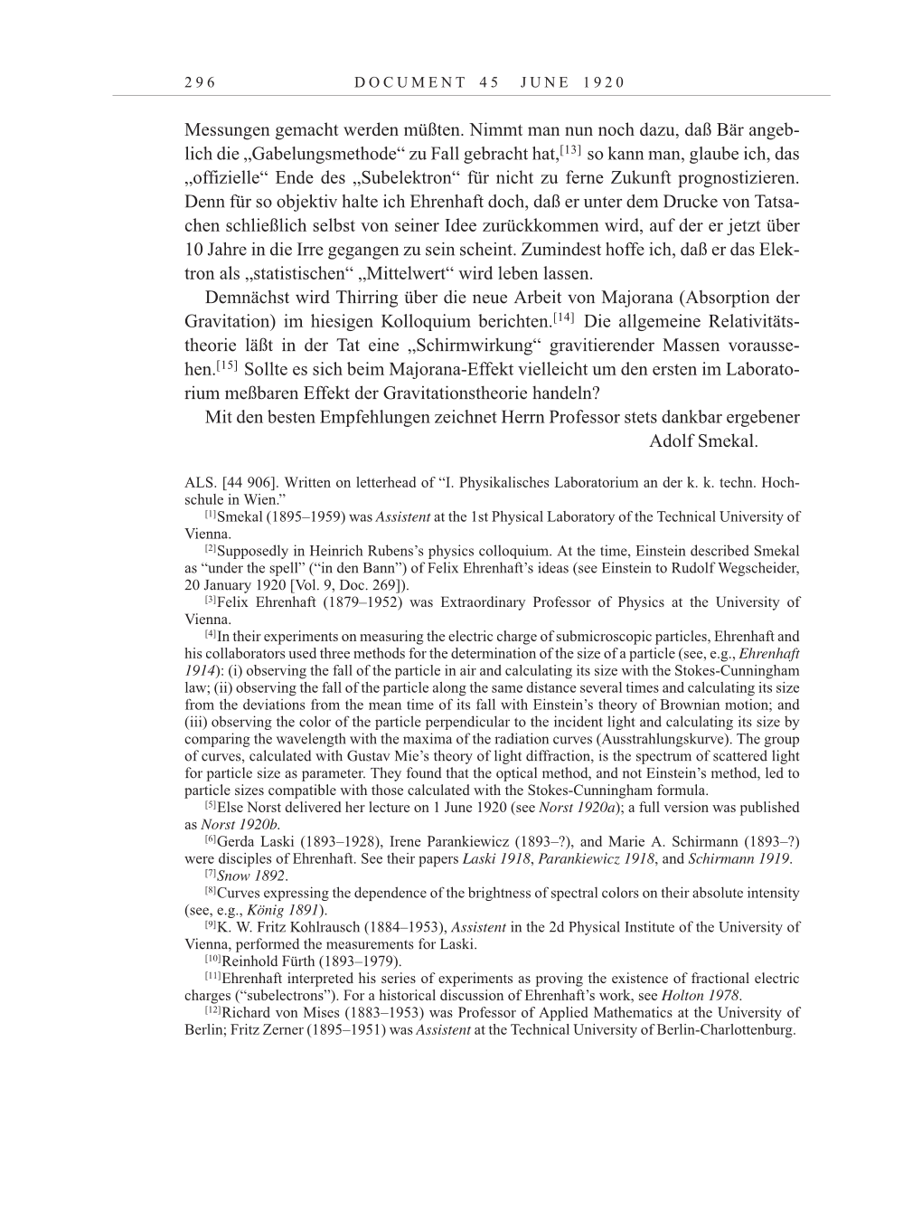 Volume 10: The Berlin Years: Correspondence May-December 1920 / Supplementary Correspondence 1909-1920 page 296