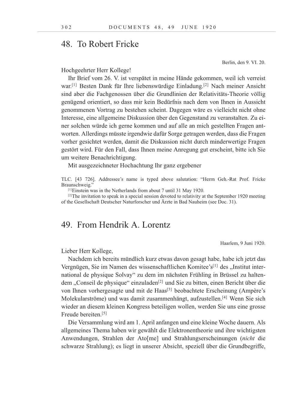 Volume 10: The Berlin Years: Correspondence May-December 1920 / Supplementary Correspondence 1909-1920 page 302