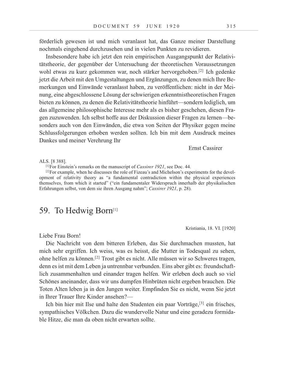 Volume 10: The Berlin Years: Correspondence May-December 1920 / Supplementary Correspondence 1909-1920 page 315