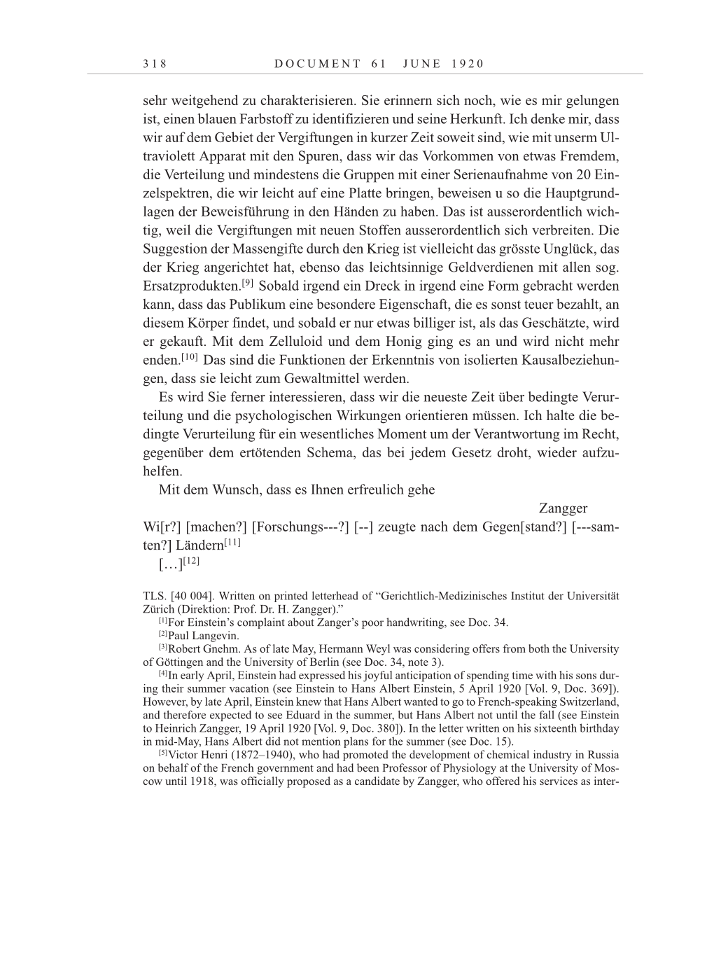 Volume 10: The Berlin Years: Correspondence May-December 1920 / Supplementary Correspondence 1909-1920 page 318