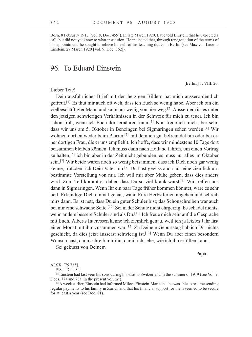 Volume 10: The Berlin Years: Correspondence May-December 1920 / Supplementary Correspondence 1909-1920 page 362