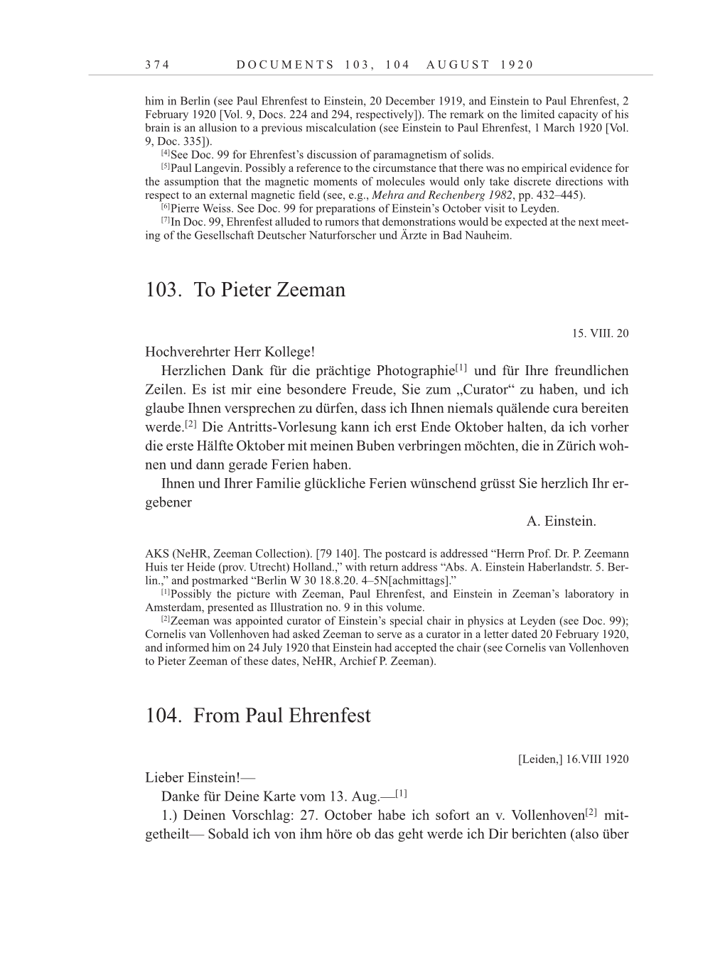 Volume 10: The Berlin Years: Correspondence May-December 1920 / Supplementary Correspondence 1909-1920 page 374