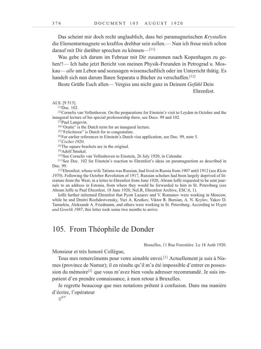 Volume 10: The Berlin Years: Correspondence May-December 1920 / Supplementary Correspondence 1909-1920 page 376