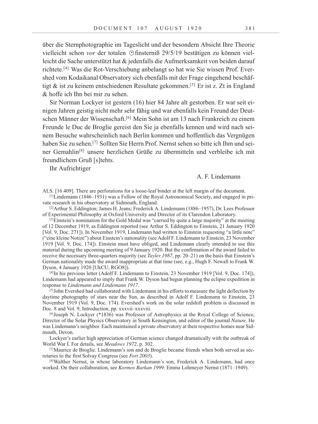 Volume 10: The Berlin Years: Correspondence May-December 1920 / Supplementary Correspondence 1909-1920 page 381
