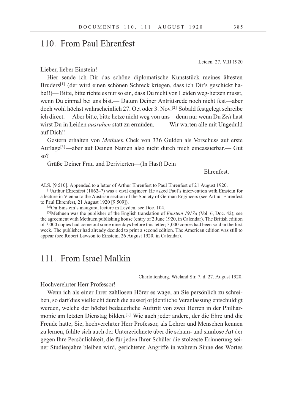 Volume 10: The Berlin Years: Correspondence May-December 1920 / Supplementary Correspondence 1909-1920 page 385