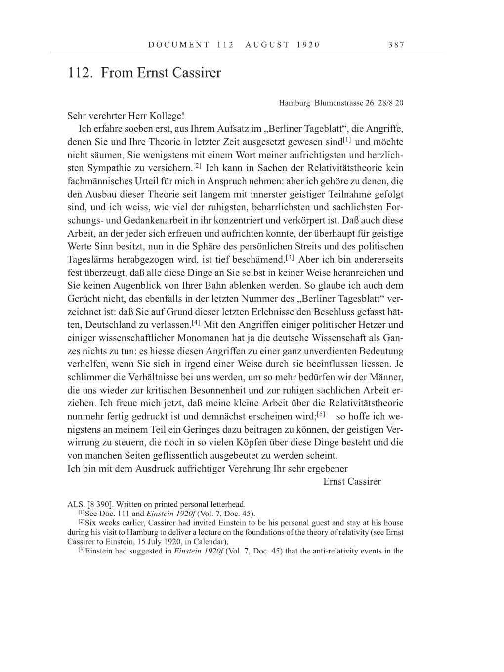 Volume 10: The Berlin Years: Correspondence May-December 1920 / Supplementary Correspondence 1909-1920 page 387