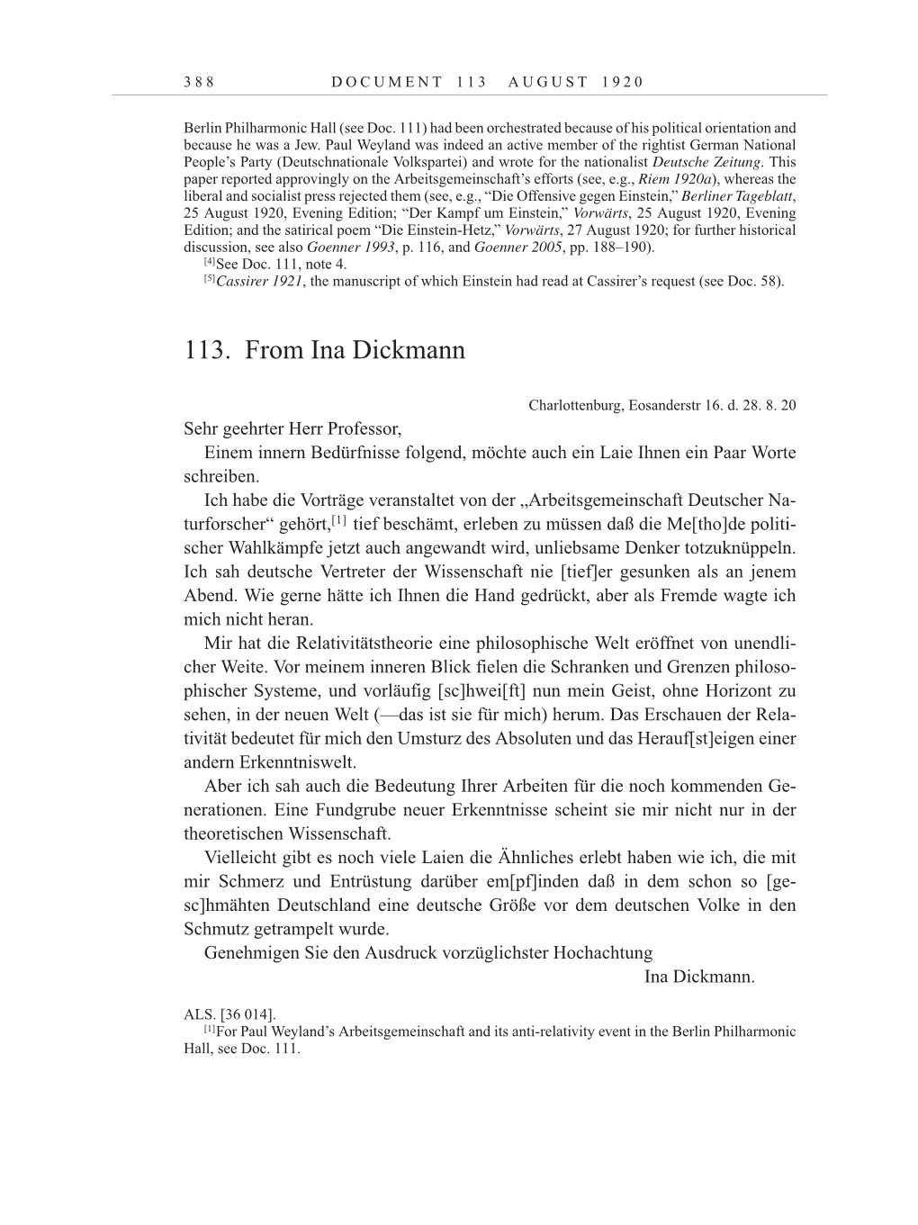 Volume 10: The Berlin Years: Correspondence May-December 1920 / Supplementary Correspondence 1909-1920 page 388