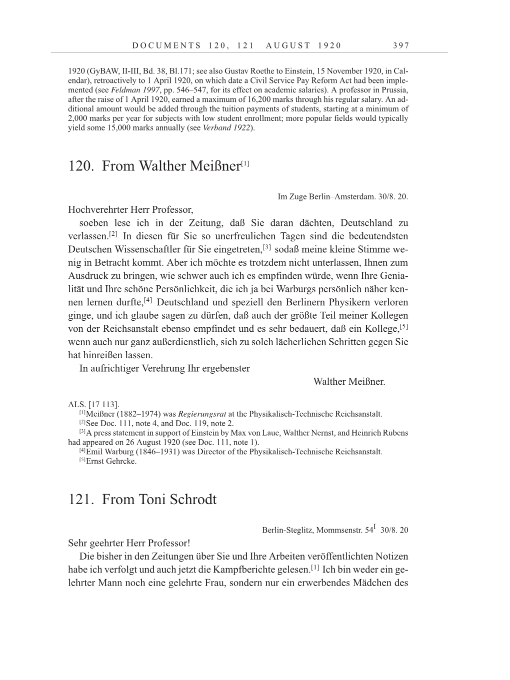 Volume 10: The Berlin Years: Correspondence May-December 1920 / Supplementary Correspondence 1909-1920 page 397