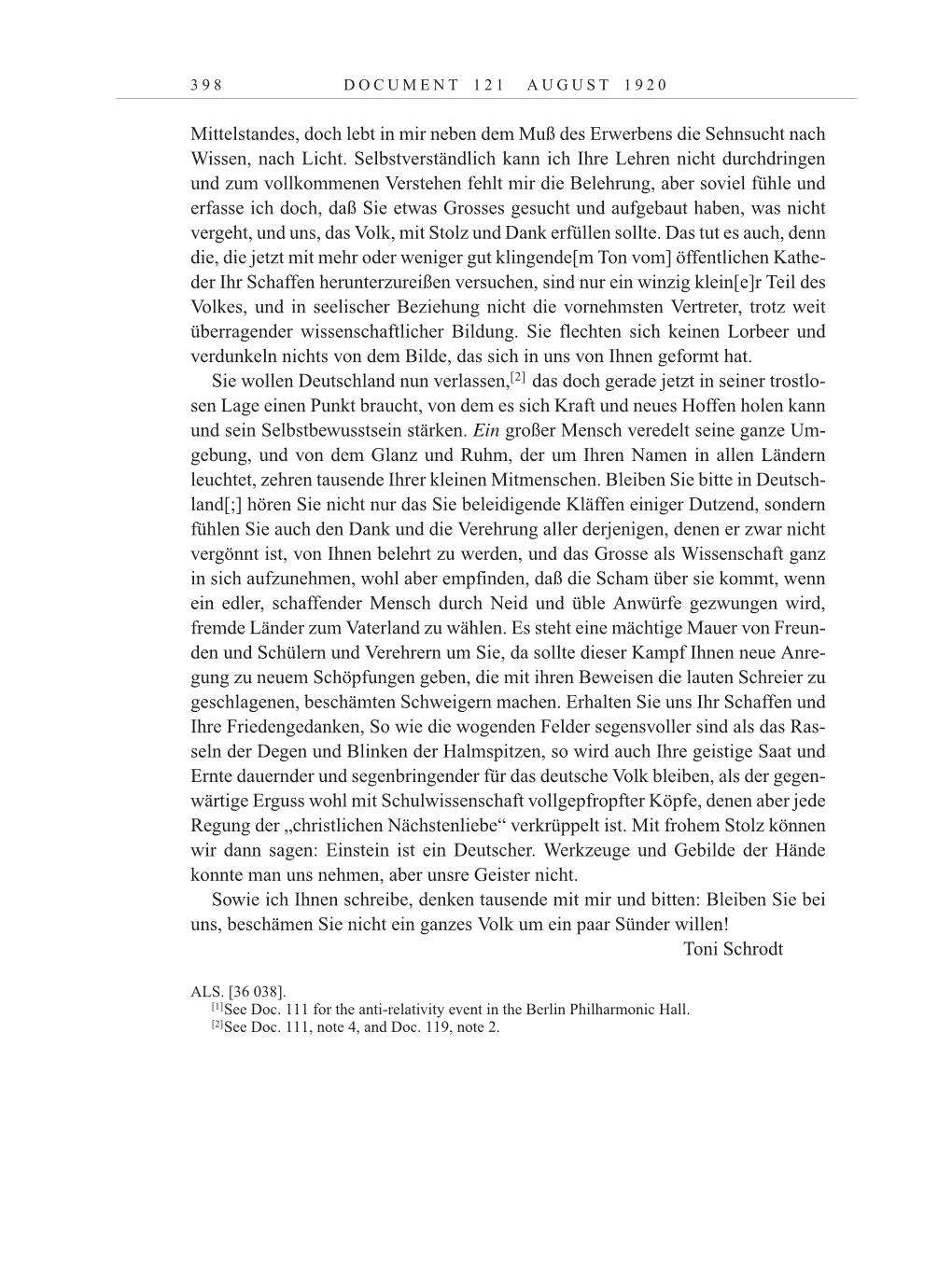 Volume 10: The Berlin Years: Correspondence May-December 1920 / Supplementary Correspondence 1909-1920 page 398