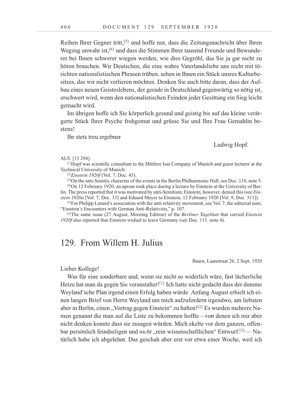 Volume 10: The Berlin Years: Correspondence May-December 1920 / Supplementary Correspondence 1909-1920 page 406