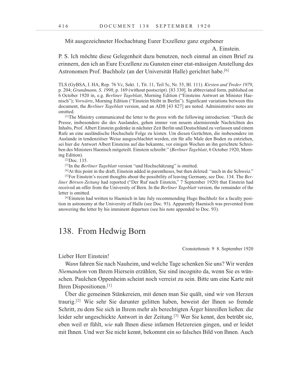 Volume 10: The Berlin Years: Correspondence May-December 1920 / Supplementary Correspondence 1909-1920 page 416