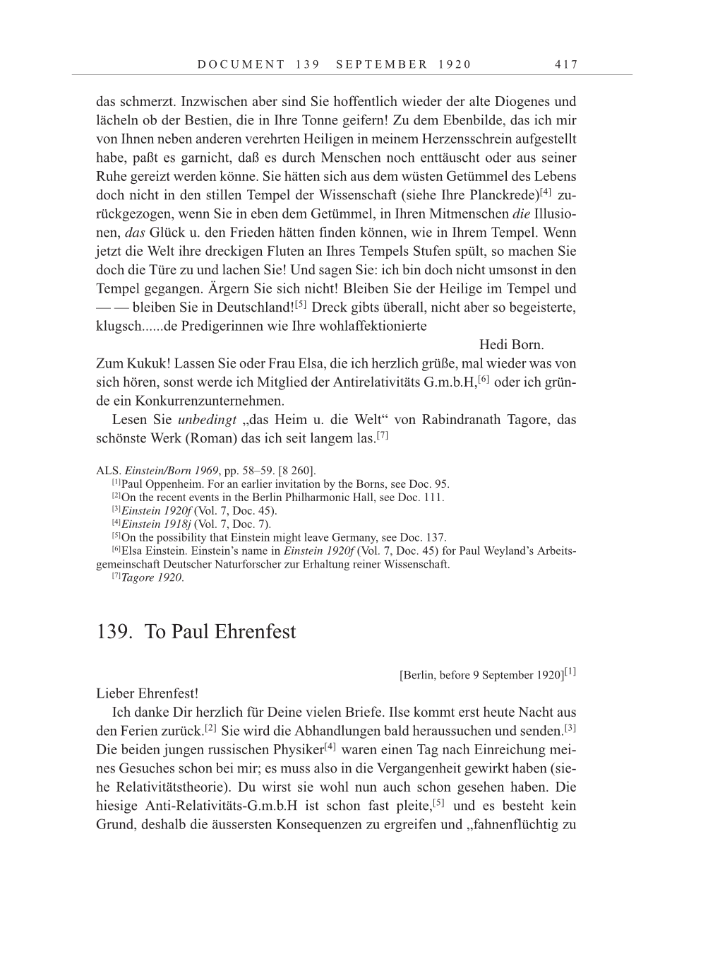Volume 10: The Berlin Years: Correspondence May-December 1920 / Supplementary Correspondence 1909-1920 page 417