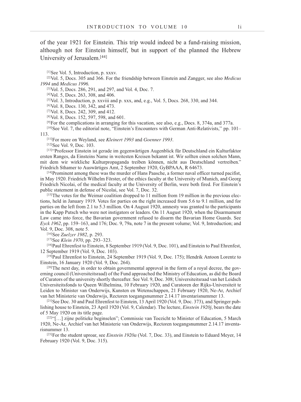 Volume 10: The Berlin Years: Correspondence May-December 1920 / Supplementary Correspondence 1909-1920 page li