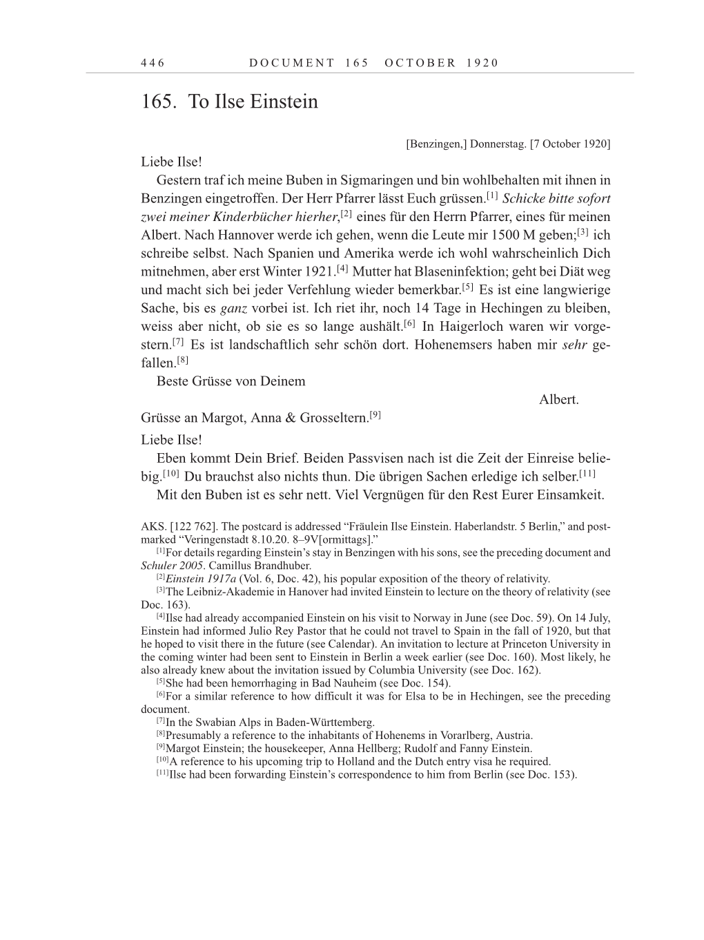 Volume 10: The Berlin Years: Correspondence May-December 1920 / Supplementary Correspondence 1909-1920 page 446