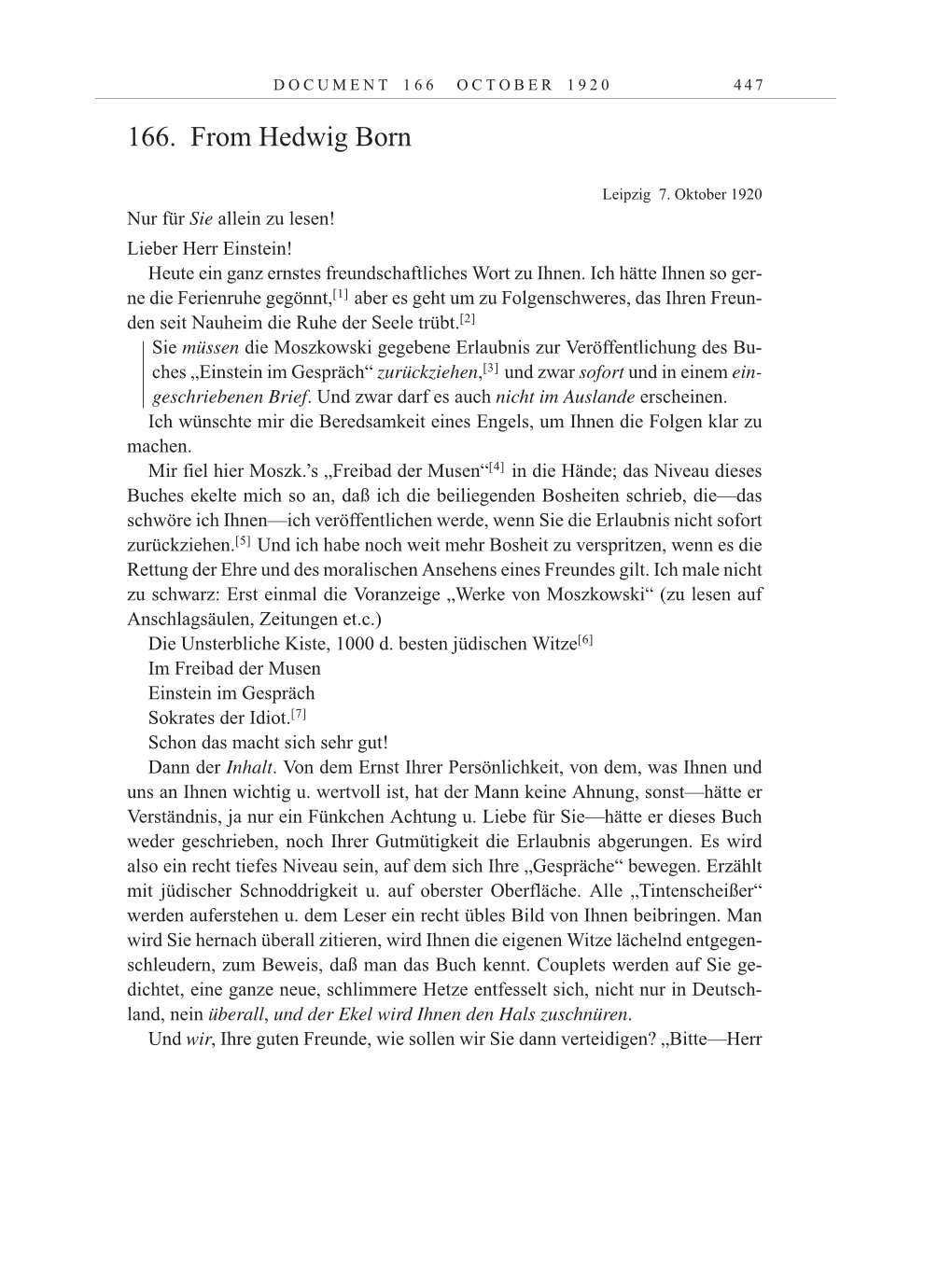 Volume 10: The Berlin Years: Correspondence May-December 1920 / Supplementary Correspondence 1909-1920 page 447