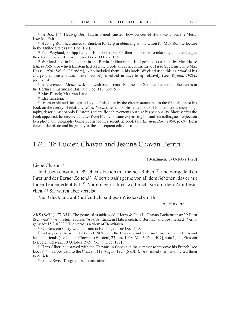 Volume 10: The Berlin Years: Correspondence May-December 1920 / Supplementary Correspondence 1909-1920 page 461