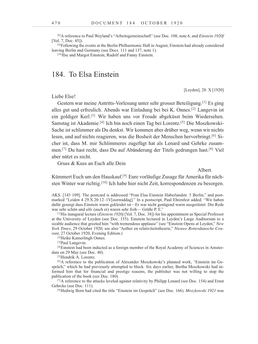 Volume 10: The Berlin Years: Correspondence May-December 1920 / Supplementary Correspondence 1909-1920 page 470