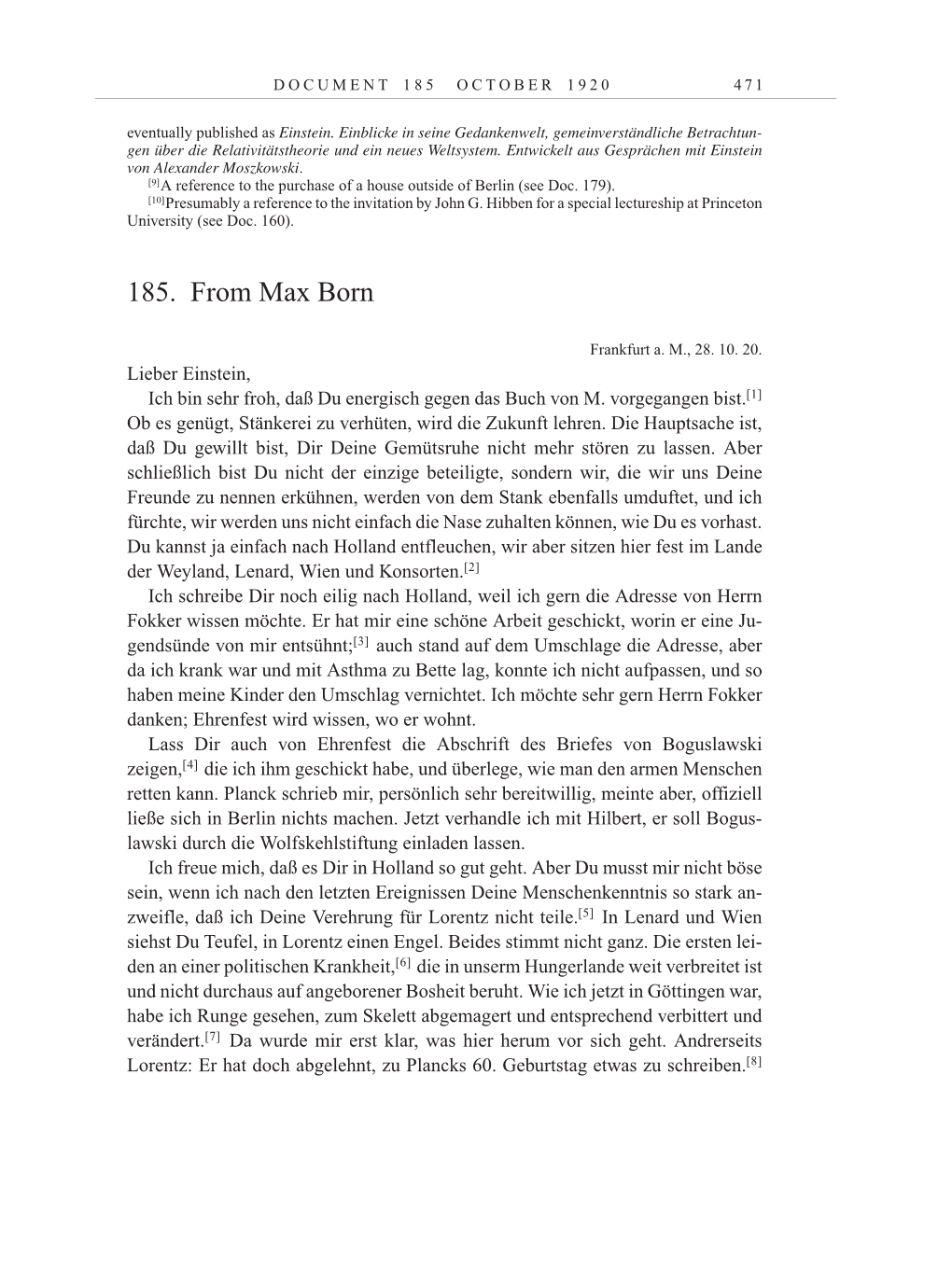 Volume 10: The Berlin Years: Correspondence May-December 1920 / Supplementary Correspondence 1909-1920 page 471