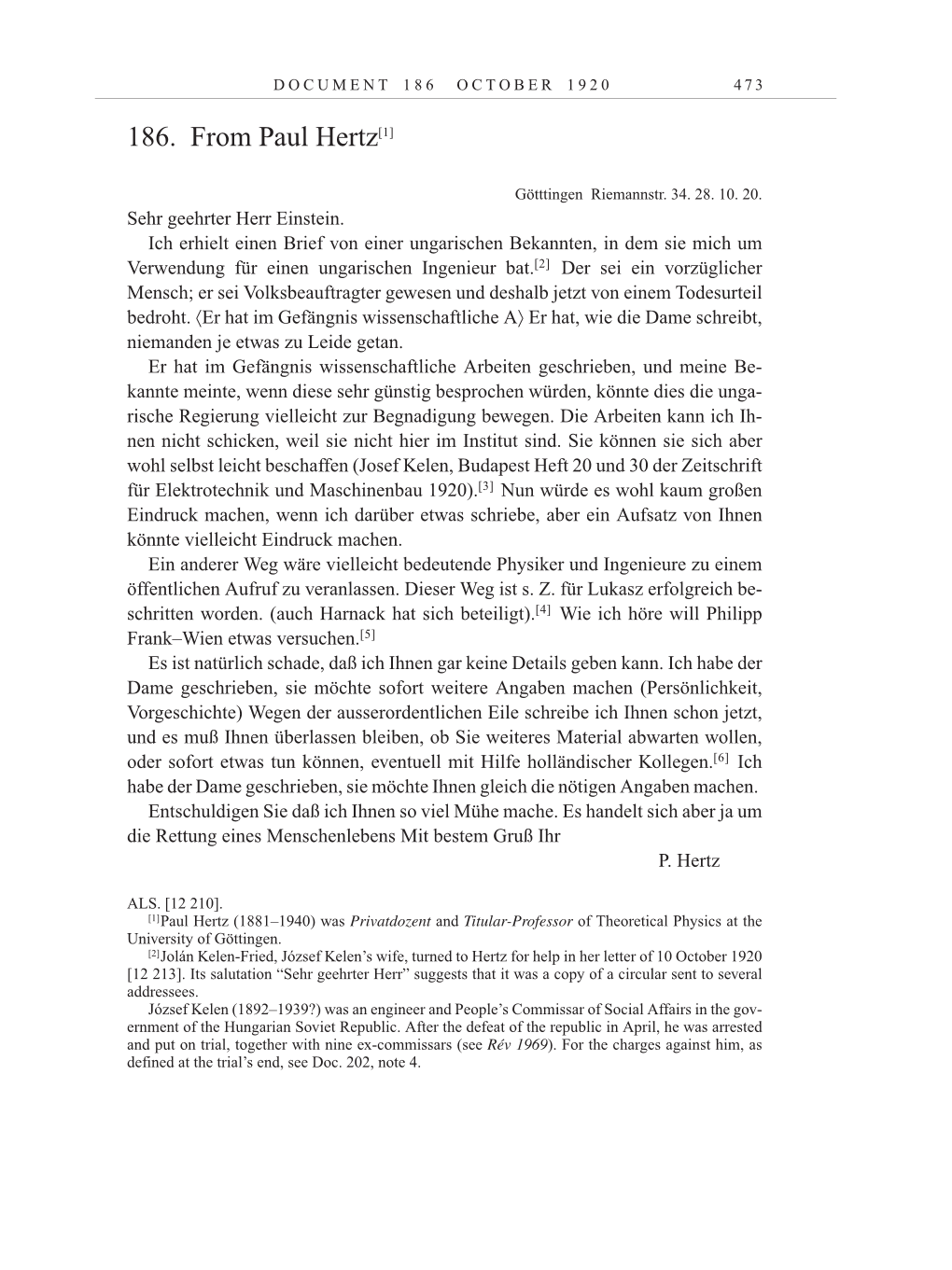 Volume 10: The Berlin Years: Correspondence May-December 1920 / Supplementary Correspondence 1909-1920 page 473