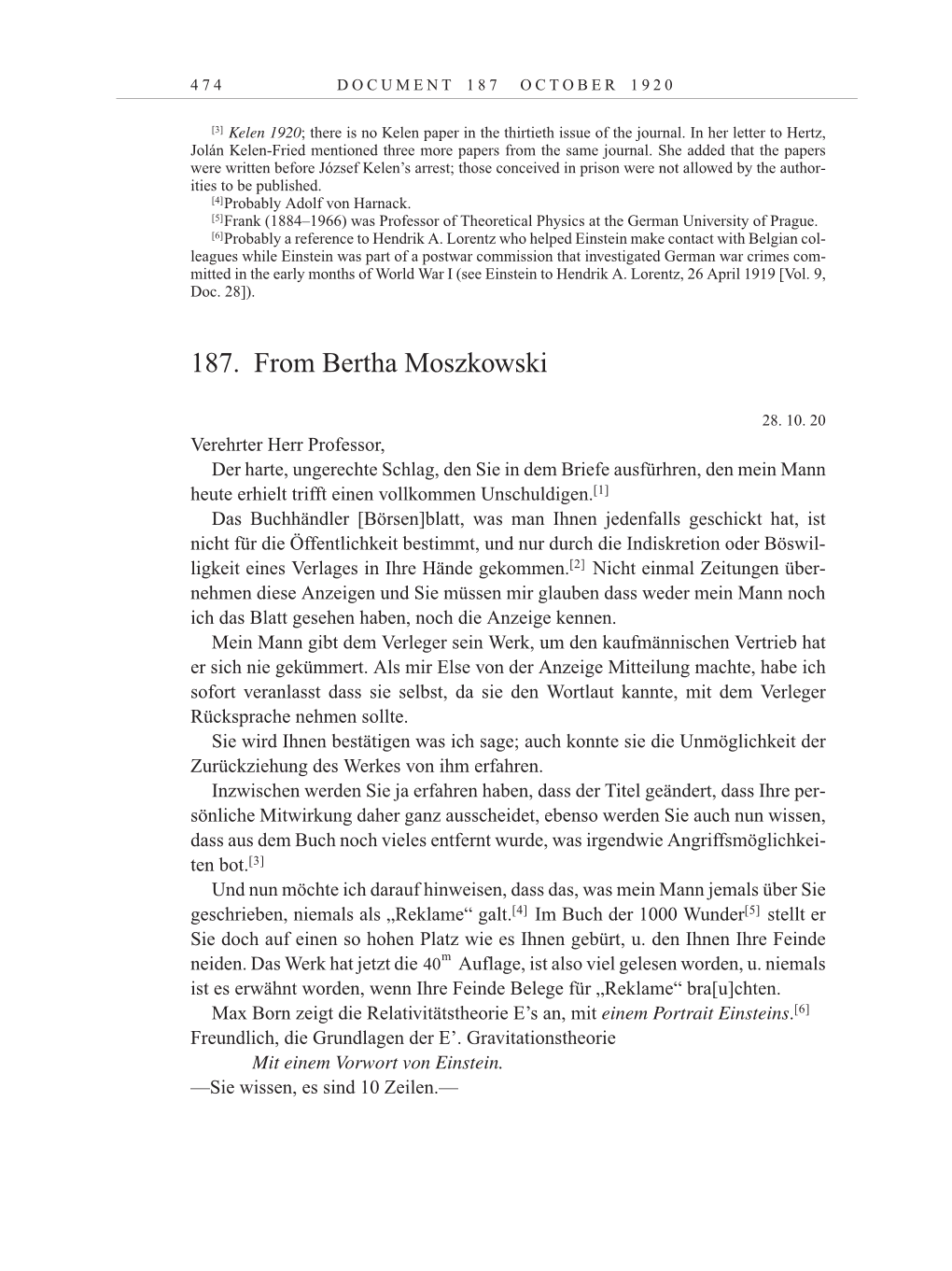 Volume 10: The Berlin Years: Correspondence May-December 1920 / Supplementary Correspondence 1909-1920 page 474