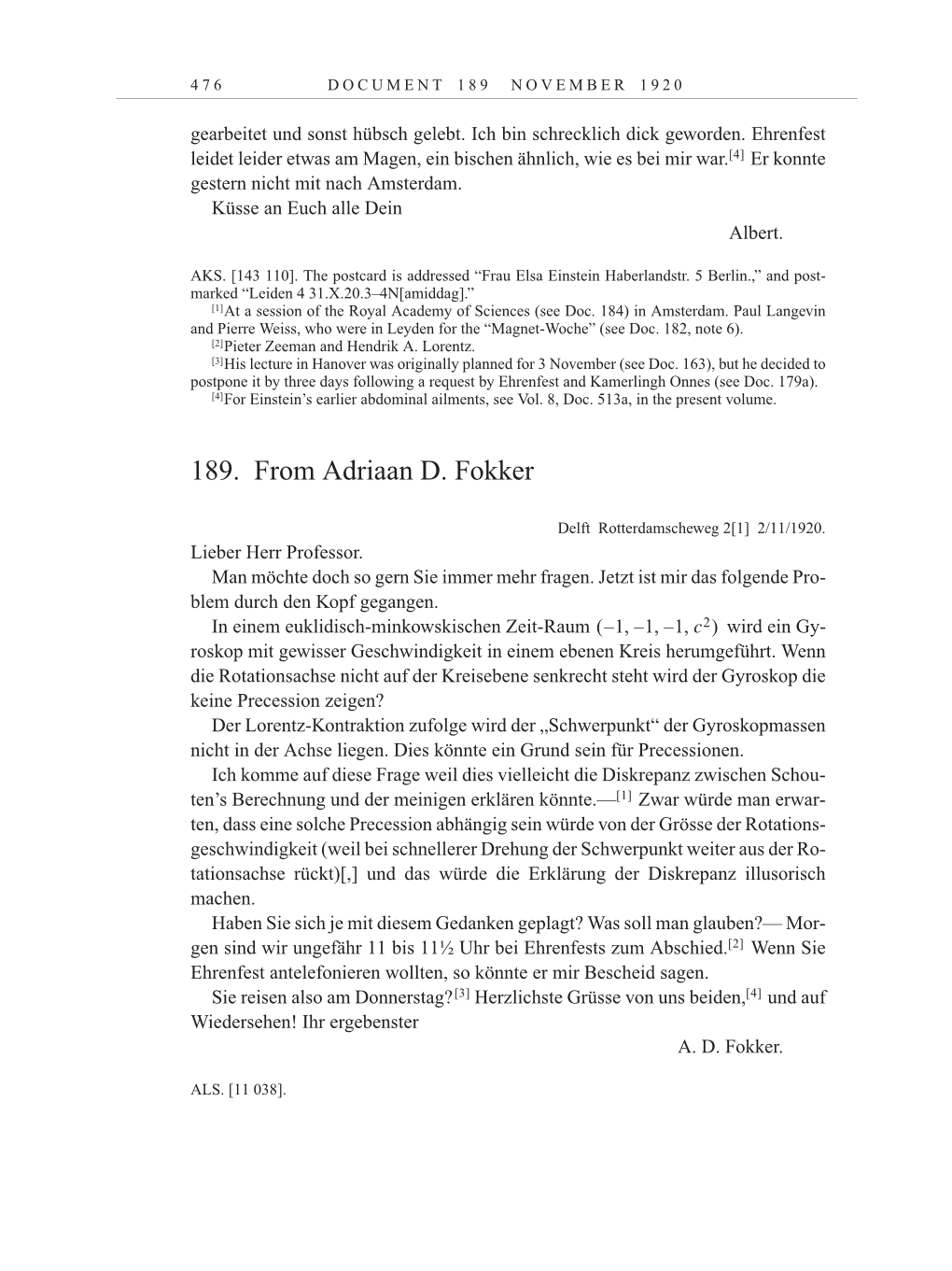 Volume 10: The Berlin Years: Correspondence May-December 1920 / Supplementary Correspondence 1909-1920 page 476