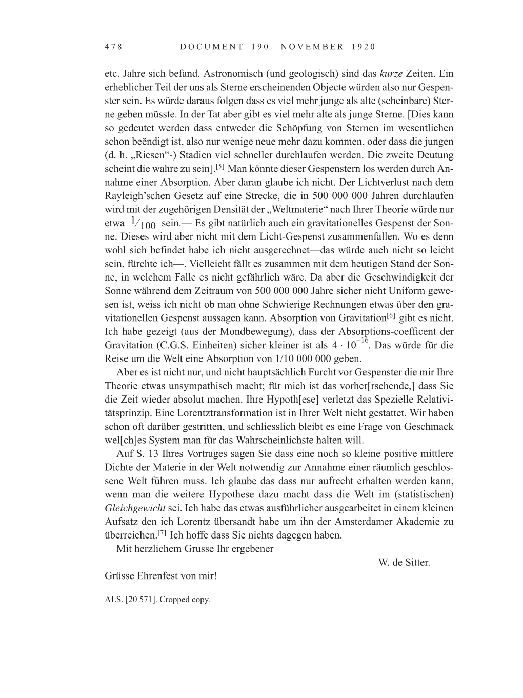 Volume 10: The Berlin Years: Correspondence May-December 1920 / Supplementary Correspondence 1909-1920 page 478