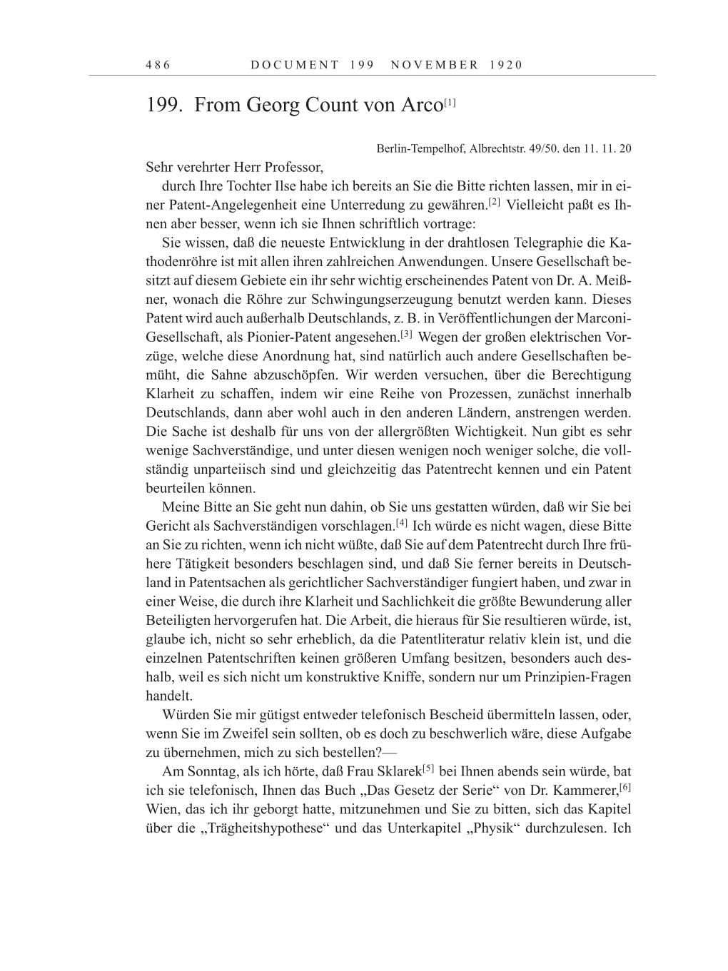 Volume 10: The Berlin Years: Correspondence May-December 1920 / Supplementary Correspondence 1909-1920 page 486